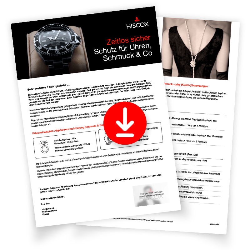 pdf Vorschau auf ein Kundenanschreiben zum Thema "Schmuck und Sammlungen versichern"