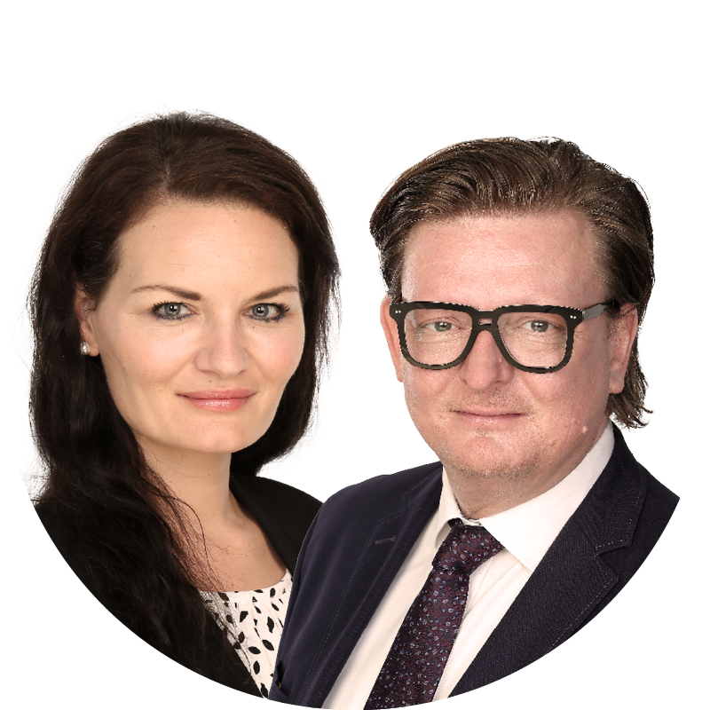 Links im Bild Patricia Baron, Claims Underwriter Commercial Lines und rechts Marc Thamm, Product Head TMT von Hiscox