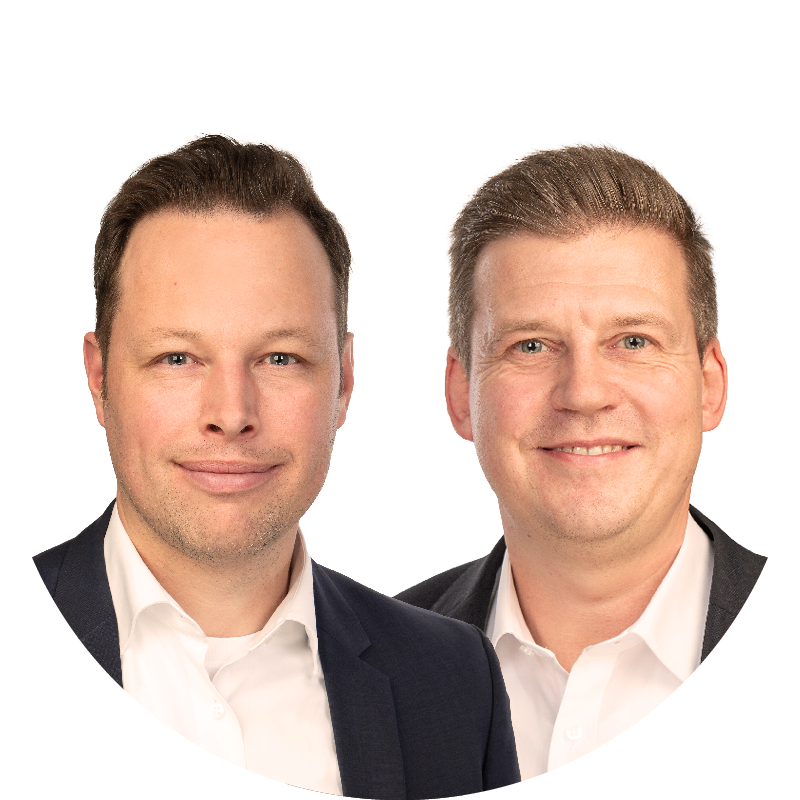 Links im Bild Simon Fölting, Head of Branch Köln und rechts Lars Besse, Sales and Development Underwriter Commercial Lines von Hiscox