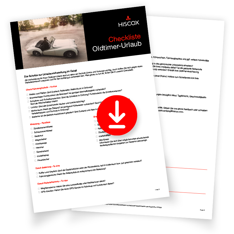 pdf Vorschau auf eine 2-setige Checkliste zum Thema "Mit dem Oldtimer auf Reisen"