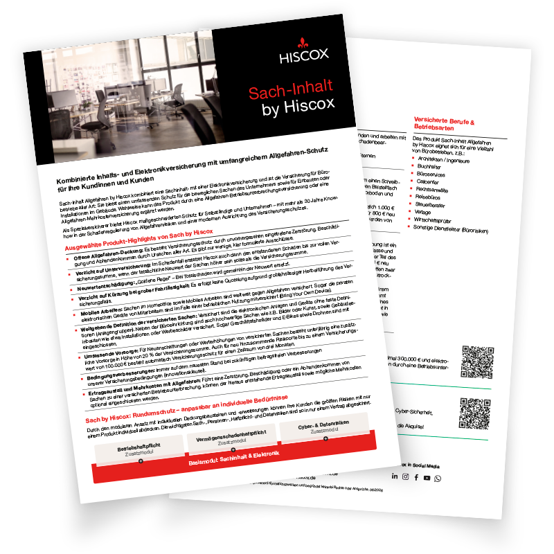 Vorschaubild des Highlightsheets der Hiscox Sachversicherung