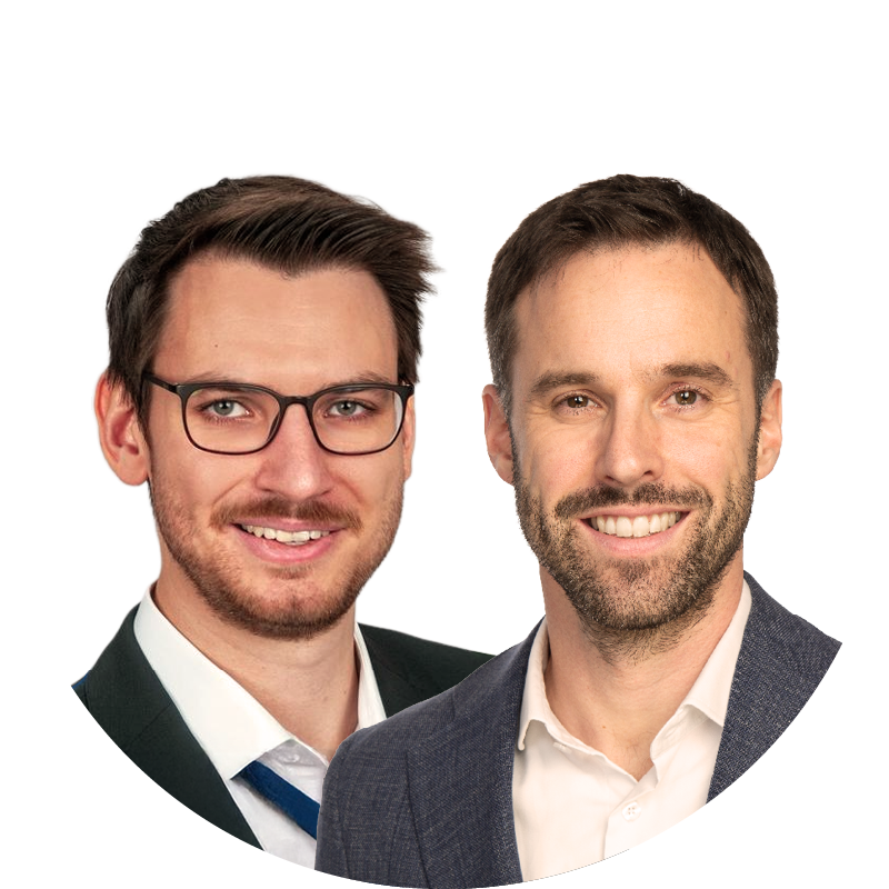 Im Bild sind die beiden Hiscox Mitarbeiter Roman Rasthofer und Franz Kupfer