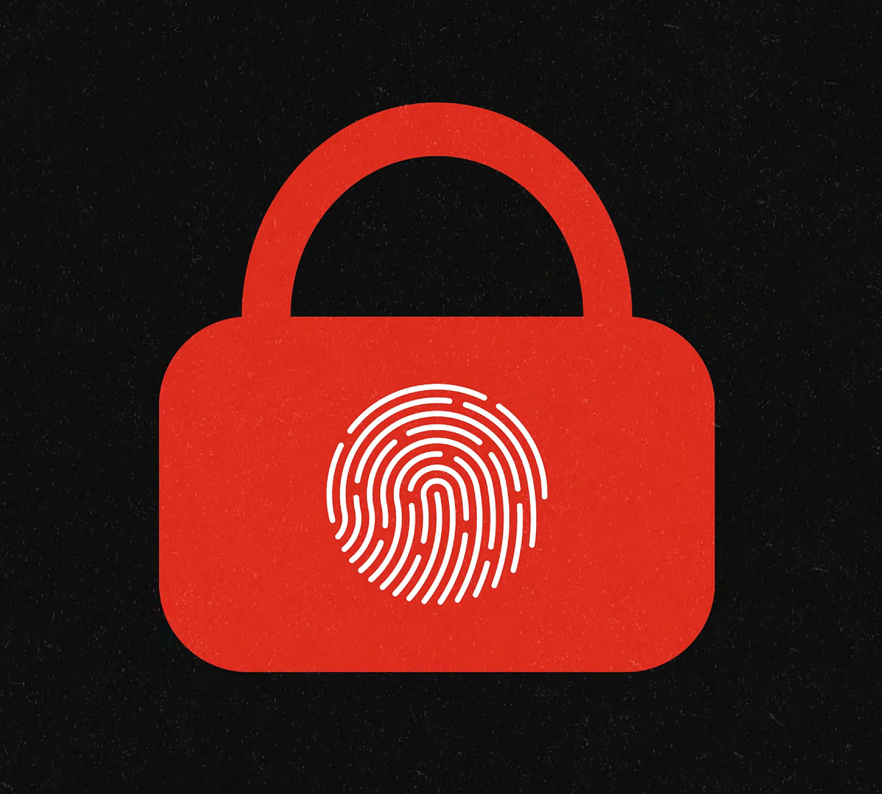 Das Aufmacherbild des Hiscox Cyber Readiness Reports 2025 zeigt ein rotes Vorhängeschloss, auf dem ein weißer Fingerabdruck prangt.