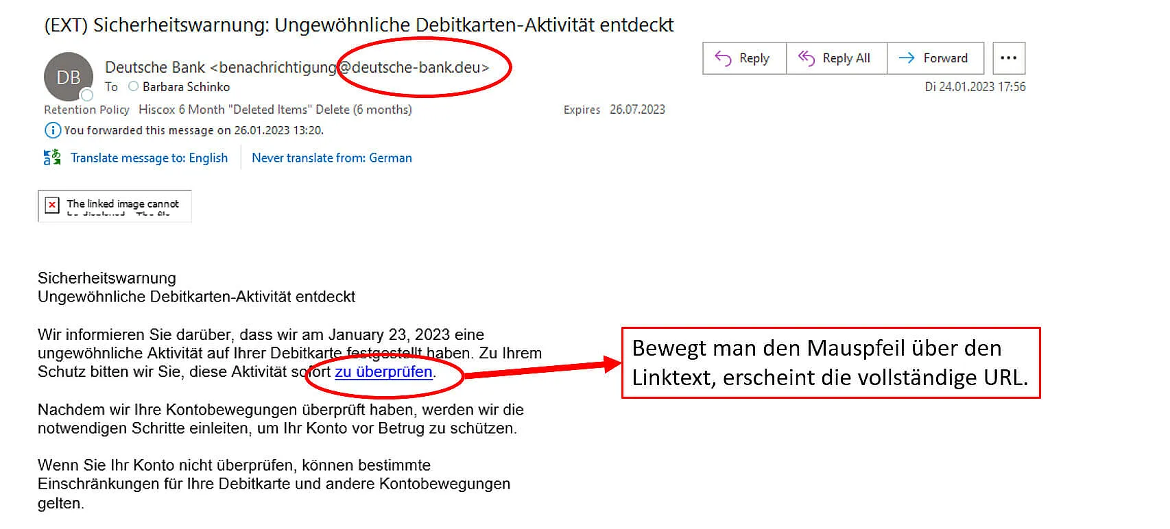 Beispiel einer Scam-Mail