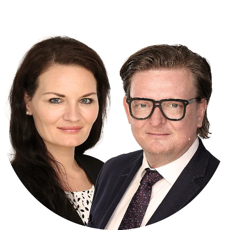 Links im Bild Patricia Baron, Claims Underwriter Commercial Lines und rechts Marc Thamm, Product Head TMT von Hiscox