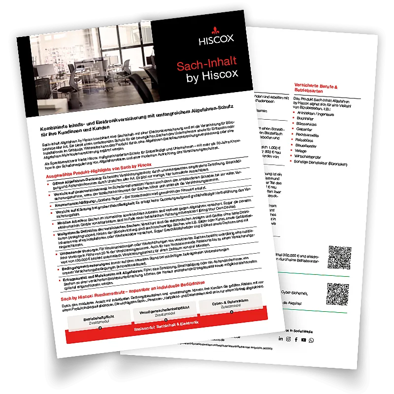 Vorschaubild des Highlightsheets der Hiscox Sachversicherung