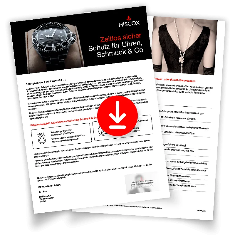 pdf Vorschau auf ein Kundenanschreiben zum Thema "Schmuck und Sammlungen versichern"