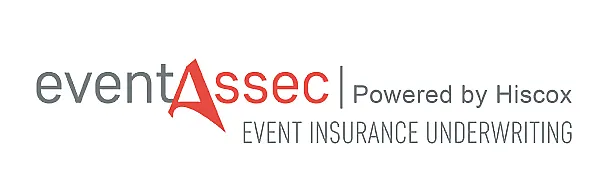 Logo mit der Aufschrift „eventsec | Powered by Hiscox“ und dem Zusatz „EVENT INSURANCE UNDERWRITING“.