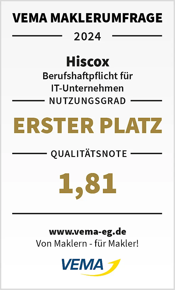 vema qualitaetssiegel bhv it unternehmen erster platz 2024 hiscox